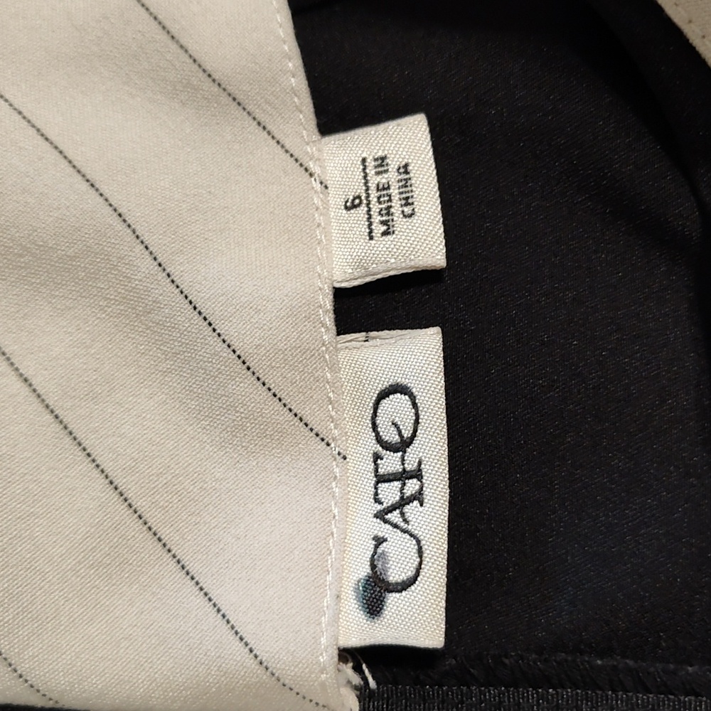 Cato A-Line Midi Skirt Black w/ Tie-Back Ribbon Belt Business Casual Stretch 6 - Picture 10 of 11